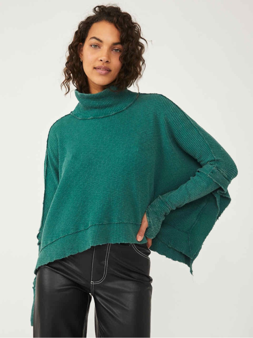 We the Free People “Moon Daisy Pullover” in green Size small oversized shirt